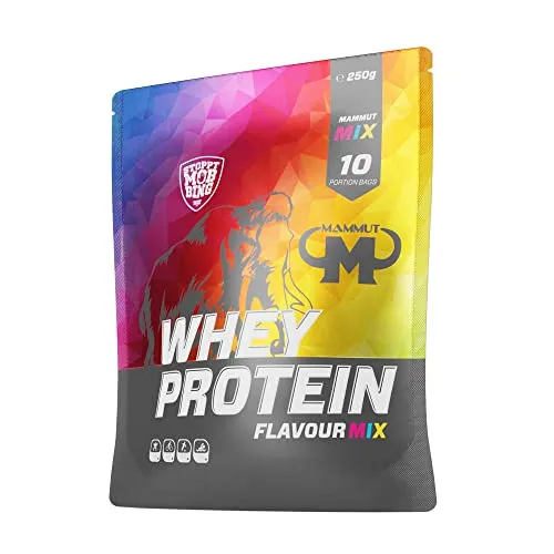Whey Protein Mixed Beutel - 10 Geschmacksrichtungen (10x25g) - Vielfältige Whey Protein Portionsbeutel im praktischen Mix von Mammut. Ideal für unterwegs und zur Unterstützung der Ernährung. Genieße 10 leckere Geschmacksrichtungen!