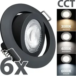 max K O M F O R T 6x LED Einbaustrahler Ultraflach 5 Watt Schwarz - Deckenspots mit elegantem Design in Schwarz, flexibel einstellbare Lichtfarben und energieeffizient – ideal für eine ansprechende Ausleuchtung in jedem Raum.