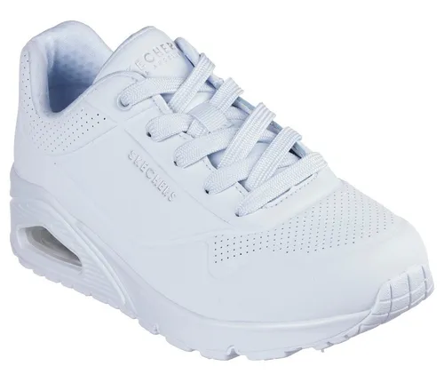 Sneaker SKECHERS "Street Uno - Stand on Air" Damen, hellblau - Sportlicher Freizeitschuh aus Lederimitat mit innovativem Skechers Air-Cooled Memory Foam für optimalen Komfort und Dämpfung. Ideal für den Alltag!