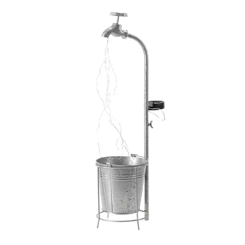 Solar Deko Wasserhahn Blumentopf Solarleuchte Gartenleuchte Lichterkette Garten