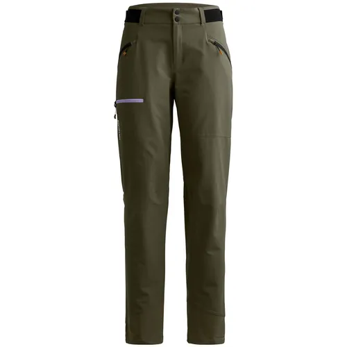 Ortovox Seceda Softshell Pants Women Dark Wild Herbs (S) - Wanderhosen für Damen, wind- und wasserabweisend mit Merinowolle für optimale Klimaregulation und hervorragenden Tragekomfort auf alpinen Touren.