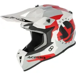 Acerbis Linear Graphic Motocross Helm, grau-weiss-rot, Größe 2XL für Männer
