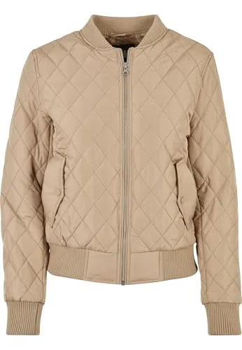 Urban Classics Damen Ladies Diamond Quilt Nylon Jacket - Unionbeige, M - Funktionsjacken mit stylishen Diamond Quilt Design, ideal für modische Akzente und vielseitige Outfits.