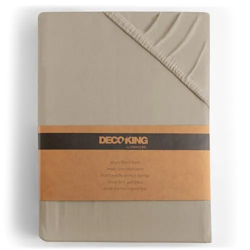 DecoKing Spannbettlaken 120x200 140x200 cm 100% gekämmte Baumwolle Cappuccino Spannbetttücher Jersey Boxspringbett Amber 120 x 200 140 x 200