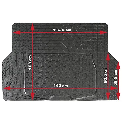 DINO 130026 Kofferraummatte - Universal 108cm x 140cm Schwarz - Schützt Ihren Kofferraum vor Verschleiß und Schmutz. Einfach zuschneidbar für perfekte Passform, inklusive Schnittlinien für Kofferraumschlösser.