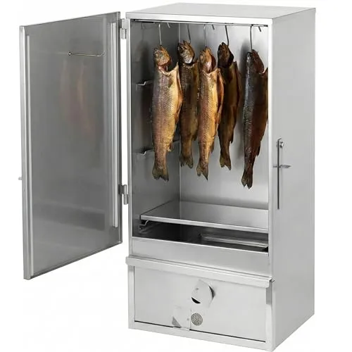 Jaeger Räucherofen Edelstahl OCTO 80x40x27 cm - Smoker für Heiß- und Kalträuchern, mit präzisem Thermometer bis 250°C und hygienischem Fliegenschutz – ideal für Fleisch und Fisch, bis zu 20 kg Kapazität.