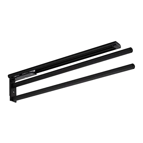 SOTECH Aluminium Handtuchhalter TED 2-armig schwarz matt - Handtuchhalter & -stangen, ausziehbar und drehbar für platzsparende Montage in Bad oder Küche, modernes Design und hochwertige Qualität.