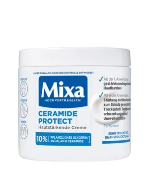 Mixa Ceramide hautstärkende Creme mit 10% pflanzlichen Glycerin, Squalan und Ceramide für sehr trockene & beanspruchte Haut Feuchtigkeitsspendend ,für die ganze Familie, Ceramide Protect, 400 ml