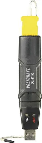 VOLTCRAFT DL-111K Temperatur-Datenlogger - Temperatur-Messtaster & Temperaturfühler, speichert bis zu 32.000 Messwerte im Bereich von -200 bis +1370 °C, kompakte USB-Stick-Bauform für einfache Handhabung.