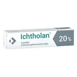Ichtholan Zugsalbe 20% - Schnelle Hilfe bei Entzündungen - Arzneimittel zur Behandlung von Nagelbett-Entzündungen und Rasierpickeln. Wirkt antibakteriell, hemmt Entzündungen und zieht Eiter an die Hautoberfläche.