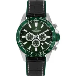 JACQUES LEMANS Chronograph Herrenuhr Liverpool Schwarz/Grün 1-2140C - Armbanduhren für Herren mit präzisem Chronographen-Mechanismus und sportlichem Design in Schwarz/Grün, ideal für den aktiven Lebensstil.