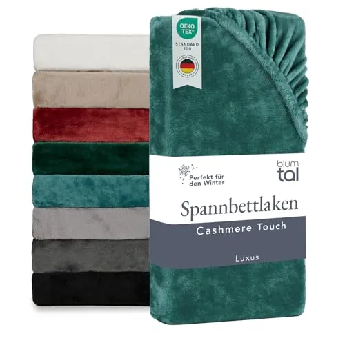 Blumtal Cashmere Touch 90x200 cm Plüsch - Oeko-TEX zert. Flanell Bettlaken kuschelig aus Mikrofaser Petrol