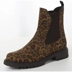 Tamaris Damen Chelsea Boot Lederstiefel Stiefelette Frauen Leopard M2542741 - Wanderschuhe mit stylischem Leopardenmuster, ideal für trendbewusste Frauen, die Komfort und Stil in der kalten Jahreszeit suchen.