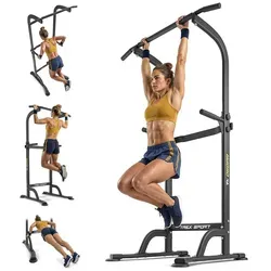 TREX SPORT Power Tower TX-060PR – Multifunktionale Dip Station & Klimmzugstange für Zuhause - Vielseitiger Kraftturm für effektives Ganzkörpertraining bis 150 kg. Robuste Konstruktion, höhenverstellbare Klimmzugstange und rutschfeste Griffe bieten Sicherheit und Komfort. Ideal für Anfänger und Fortgeschrittene!