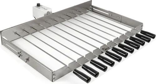 BBQ-Toro elektrischer Spiessdreher - Edelstahl Drehspiess Aufsatz mit 11 Spießen, größenverstellbar, Motor mit Netzstecker und USB