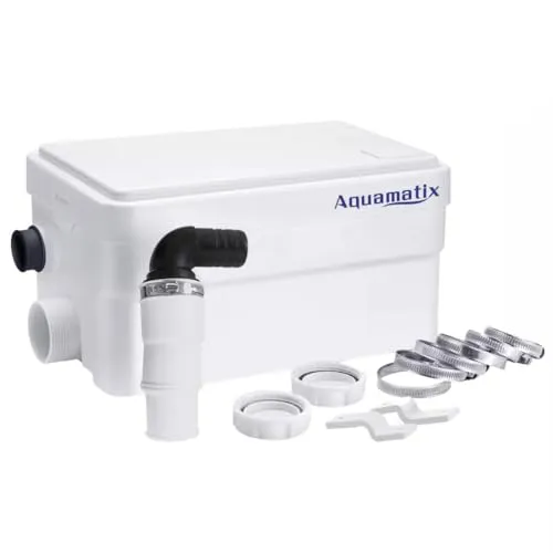 Aquamatix Duscha Duschpumpe 250W - Wasserpumpen - Kompakte Abwasserpumpe mit 135 l/min Durchflussrate, ideal für leisen Betrieb und effiziente Abwasserentsorgung bis 10m vertikal.