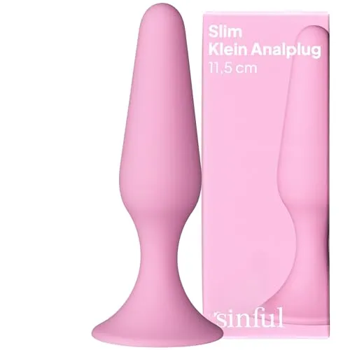 Sinful Playful Pink Slim Analplug Small - Silikon Klein für Anfänger - Sexspielzeug für Paare zu Zweit - Buttplug Frauen mit Saugnapf