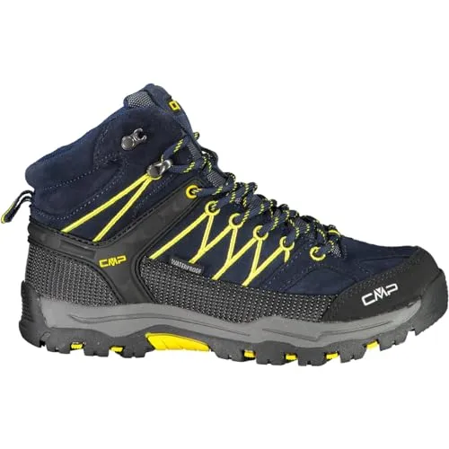 CMP Kids Rigel Mid Trekking Shoes WP b.blue-zafferano (11ND) 34 - Wanderschuhe für Kinder mit knöchelhohem Schnitt, strapazierfähigem Veloursleder und ClimaProtect-Membran für trockene Füße, ideal für Abenteuer im Freien.