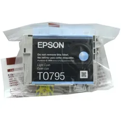 Epson Patrone T0795 C13T07954010 Light Cyan für Stylus Photo 1400 - Tintenpatrone für Inkjet-Drucker, original von Epson, sorgt für brillante Farbdrucke in Light Cyan – ideal für Fotografie-Enthusiasten.