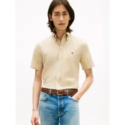 Tommy Hilfiger Kurzarmhemd LINEN BLEND SOLID grün XL - Klassisches Kurzarmhemd aus leichter Baumwoll-Leinen-Mischung für einen lässigen Look. Ideal für warme Tage, mit Button-down-Kragen und abgerundetem Saum. Perfekt für entspannte Anlässe.