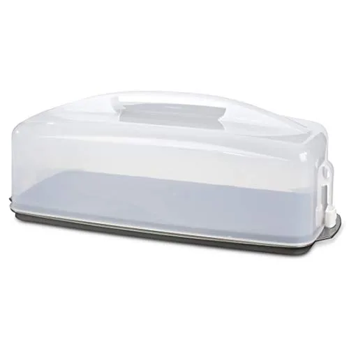 Xavax Kuchentransportbox eckig, 2-tlg - Kuchentransportbox für eckige Kuchen bis 9 cm Höhe, mit transparenter Haube und praktischem Griff. Ideal zum sicheren Transport und einfach zu reinigen.