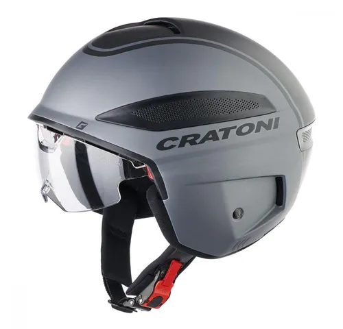 Cratoni Vigor Fahrradhelm Asphalt Matt M - Sicherer Fahrradhelm mit 6 Belüftungsöffnungen für optimale Kühlung. Abnehmbares Visier und gepolsterter Kinnriemen für hohen Tragekomfort, ideal für Brillenträger.