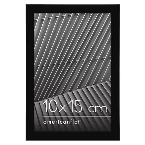 Americanflat 10,2 x 15,2 cm Bilderrahmen in Schwarz mit bruchfestem Glas - dünner Rahmen im Quer- und Vertikalformat für Wand und Tischplatte