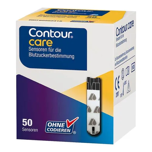 Contour Care Sensoren Teststreifen - 50 Stück - Arzneimittel zur präzisen Blutzuckermessung, ideal für Diabetiker, einfach in der Anwendung und zuverlässig.