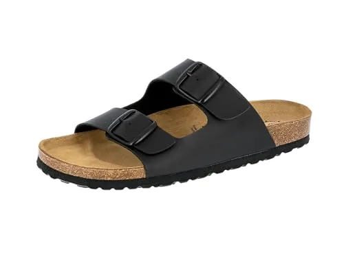 Lico Herren Bioline Man Pantoletten, Schwarz, 37 EU - Wanderschuhe mit verstellbaren Schnallen und dämpfungsaktiver EVA-Laufsohle für optimalen Komfort beim Gehen.