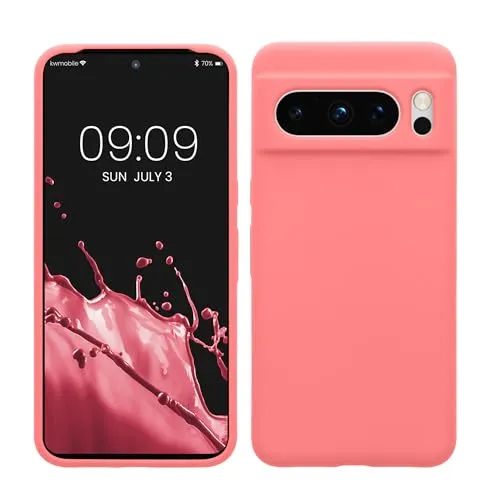 kwmobile Handyhülle für Google Pixel 8 Pro Hülle, für Pixel 8 Pro Case - Hülle Silikon - kabelloses Laden - Pastell Koralle