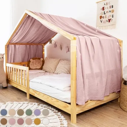 lilimaus Hausbett Himmel in 12 Farben - Kreative Deko für Kinderbetten aus 100% Musselin Baumwolle - atmungsaktiv, waschbar und einfach aufzuhängen für eine gemütliche Kuschelecke.