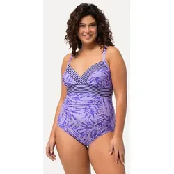 Ulla Popken Badeanzug mit Palmenstreifen - Sportlicher Badeanzug in Rosa mit Softcups, hergestellt aus recyceltem Material für umweltbewusste Schwimmerinnen. Ideal für Strand und Schwimmbad.