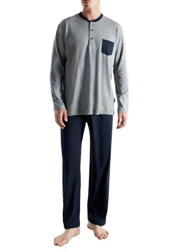 Ceceba Herren Pyjama Navy gestreift, Langarm aus 100% Baumwolle - Bequemer Herren Pyjama von CECEBA in regular fit. Der klassische Button-Down-Kragen und der weiche Single Jersey sorgen für angenehmen Tragekomfort in der Nacht.