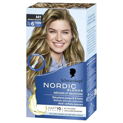 Schwarzkopf Nordic Blonde M1 Strahlende Dochte - Permanente Farbe - hellt bis zu 6 Töne auf - mit aktivierendem Öl&OmegaPlex