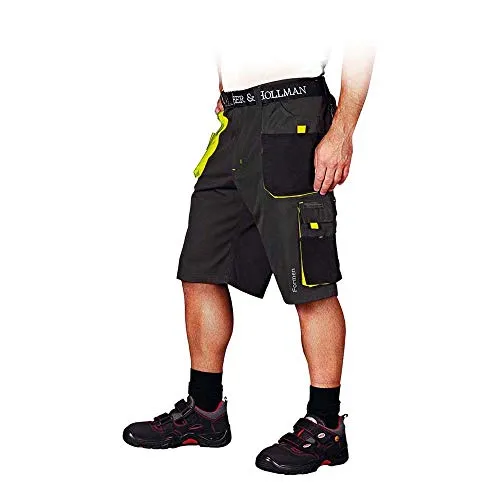 Leber & Hollman Herren Arbeitshose LH-FMN-TS - Arbeitsshorts aus strapazierfähigem Gewebe (65% Polyester, 35% Baumwolle) mit multifunktionalen Taschen und Gummizug für optimale Bewegungsfreiheit, ideal für Handwerk und Industrie.