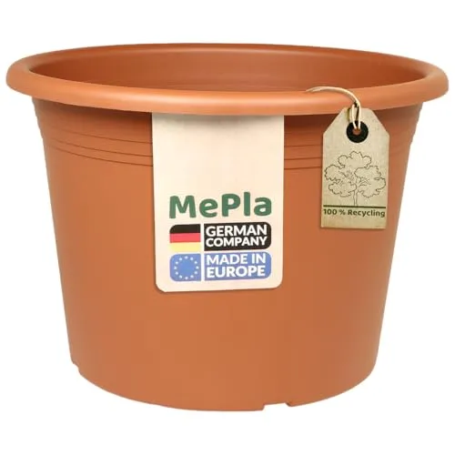MePla Blumentopf Cilindro - runder Pflanzkübel - wetterfestes Pflanzgefäß - UV-beständiger Blumenkübel - Pflanzentopf - Kübel - Ø 40 - Terracotta
