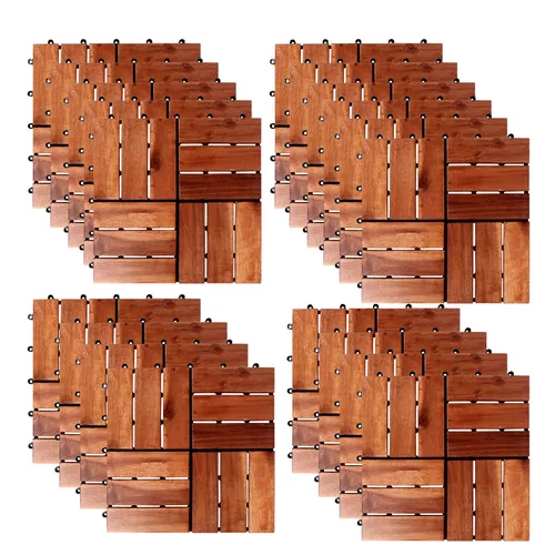 3qm Akazienholz Holzfliese 30x30cm - Schachbrettmuster - Holzfliesen aus Akazienholz im praktischen Klick-System, ideal für kreative Boden- und Wandgestaltungen.