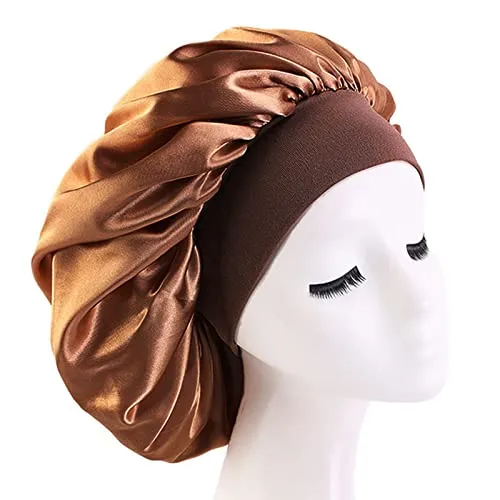 Stück Silk Bonnet,Seidenhaube Schlafhaube,Satin Haarhaube Bonnet,Schlafmütze Nachtmütze Haube Schlafen Atmungsaktive Kopfbedeckung für lockiges Haar Schlafmütze Seide Kopfhaube-Golden 1