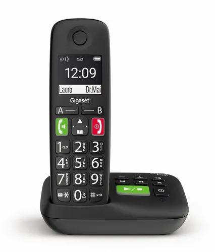 Gigaset E290A - Schnurloses Telefon mit Anrufbeantworter, flexible Telefonie bis 300 m Reichweite und Freisprechfunktion für multitaskingfähige Gespräche