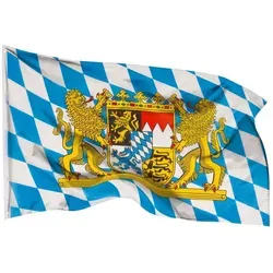 PHENO FLAGS Bayern Flagge 90 x 150 cm mit Wappen & Löwen - Hochwertige Hissflagge für Fahnenmasten, waschbar bei 30 Grad und ideal für den Außenbereich. Zeigen Sie Ihre Verbundenheit mit Bayern!