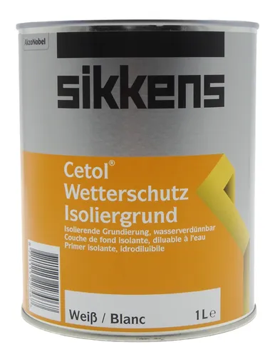 Sikkens 38994 Cetol Wetterschutz Isoliergrund 1000 L - Wasserbasierte Grundierung für außen und innen, ideal gegen Verfärbungen von Laubholz. Schnell trocknend, geruchsneutral und hoch elastisch für optimale Holzschutz.