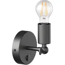 ledscom.de Vintage E27 Wand-Leuchte FETRO mit Schalter, schwarz, schwenkbar, inkl. E27 Lampe (warmweiß, max. 963lm) 3-Stufen-Dimmen