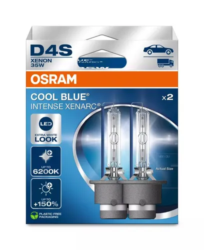 OSRAM Xenon Leuchtmittel Xenarc Cool Blue D4S 35W 42V - Autobeleuchtung mit extra weißem Licht für mehr Sichtbarkeit und modernes Design. Bis zu 6.200 K Farbtemperatur für starke Fahrbahnausleuchtung und 150 % mehr Leuchtkraft.