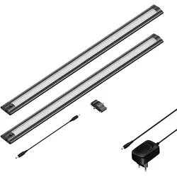 ledscom.de LED Unterbau-Leuchte SIRIS schwarz matt, 2er Set - Schrankbeleuchtung mit extra flacher Bauweise (500 x 9 x 30 mm) und blendfreier Lichtverteilung, ideal für Küche und Werkstatt. Energieeffiziente LED-Technologie mit 655 lm bei nur 6,9 W.