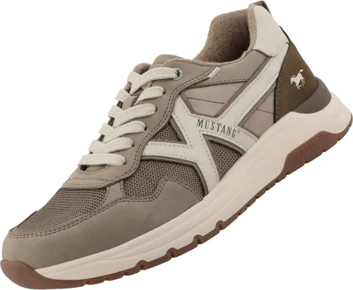 Mustang Herren Low Sneaker 26M0291005 Beige - Modischer Low Top Sneaker in Beige aus Kunstleder und Textil. Bequeme Weite und atmungsaktiv für optimalen Tragekomfort im Alltag.