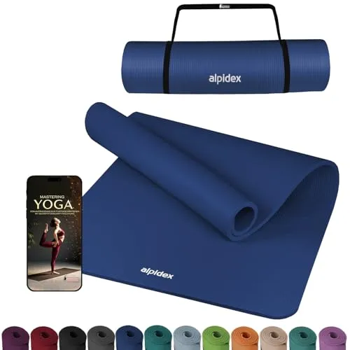 ALPIDEX Yogamatte Extra Dick 1,5 cm – Rutschfeste Fitnessmatte für Yoga und Pilates - Erleben Sie Komfort mit der extra dicken Yogamatte aus phthalatfreiem Kautschuk. Rutschfest und pflegeleicht, ideal für alle Übungen. Inklusive praktischem Tragegurt und gratis E-Book für Einsteiger und Fortgeschrittene!