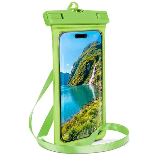 ONEFLOW Beach Bag für Samsung Galaxy M30s wasserdichte Hülle mit Touch und Kamera Fenster, Unterwasser Handyhülle zum Reisen, Schwimmen mit Armband und Band zum Umhängen, Grün
