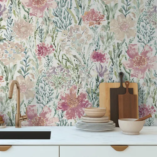 A.S. Création Vliestapete Aquarell Dreams - Blumen Design - Hochwertige Vliestapete für eine stilvolle Wandgestaltung im Landhausstil, leicht zu verarbeiten und rückstandslos abziehbar. Ideal für Schlafzimmer, Küche und Wohnzimmer.