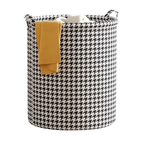 König Design Faltbarer Wäschekorb Rund, Wäschesammler mit Henkel, Wäschebox aus Oxford-Stoff, Wasserdicht Wäschesack Laundry Basket, Tragbar Wäschesortierer Aufbewahrungsbehälter (43 × 35 cm, 1)