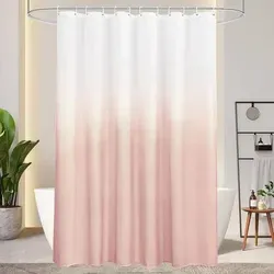 AooHome Duschvorhang Textil Rosa 180x200cm - Extragroßer Duschvorhang aus hochwertigem Textilmaterial mit stilvollem Farbverlauf in Rosa. Wasserdicht und pflegeleicht – für ein frisches Badezimmer. Mit stabilen Metallösen und beschwertem Saum für einfache Handhabung.